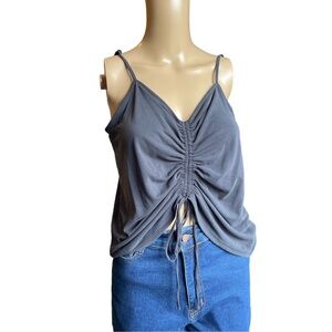 Express Black Ruched Tie Front Camisole